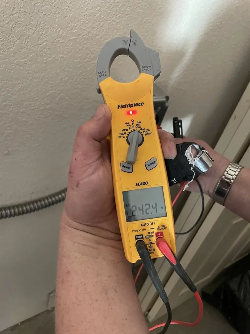 Voltage testing with clamp meter during Aluminum Wiring Replacement in Huntingburg